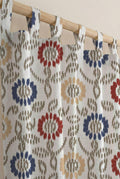 Red Blue Gold Ikat Curtain, Bohemian Floral Print, Custom Size - Image 2