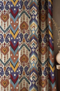 Tribal Ikat Linen Curtain, Southwestern Aztec Print, Bohemian Window Panel, Custom Size - Image 1