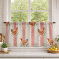 Rooster And Gingham Check Linen Curtain: Rustic Farmhouse Drapes - Image 4