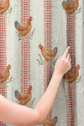 Rooster And Gingham Check Linen Curtain: Rustic Farmhouse Drapes - Image 3