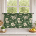 Vintage Green Peony Floral Linen Curtain: English Country Cottage Drapes - Image 4