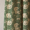 Vintage Green Peony Floral Linen Curtain: English Country Cottage Drapes - Image 2