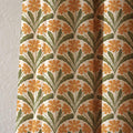 Retro Orange Daisy Curtain, Mid Century Modern Floral Cotton Linen Drapes, Custom Size - Image 4