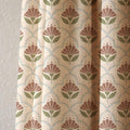 Geometric Floral Cotton Linen Curtain, Art Deco Tile Print, Custom Size - Image 2