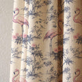 Pink Flamingo Toile Linen Curtain, Blue And White Tropical Window Panel, Custom Size - Image 2