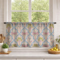 Tropical Palm Tree Linen Curtain, Blue Ogee Trellis Window Panel, Custom Size - Image 3