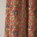 Red Floral Damask Linen Curtain, Arts And Crafts Style Window Panel, Custom Size - Image 2