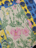 Vintage Botanical Linen Curtain: Blue & Yellow Floral Frame Print - Image 5