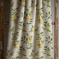 Mediterranean Lemon Linen Curtain, Blue Striped Citrus Window Panel, Custom Size - Image 1