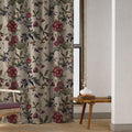 Vintage Botanical Berry Linen Curtain, Maroon Flower Design Window Panel, Custom Size - Image 4