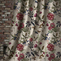 Vintage Botanical Berry Linen Curtain, Maroon Flower Design Window Panel, Custom Size - Image 2