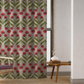 Stylized Pink Linen Curtain, Geometric Art Nouveau Design Window Panel, Custom Size - Image 4