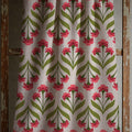 Stylized Pink Linen Curtain, Geometric Art Nouveau Design Window Panel, Custom Size - Image 3