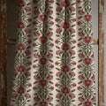 Ottoman Carnation Linen Curtain, Traditional Floral Vine Design Window Panel, Custom Size - Image 2