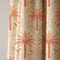 Coral Tropical Palm Linen Curtain, Art Deco Bird Design Window Panel, Custom Size - Image 4