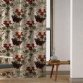 Vintage Nasturtium And Butterfly Linen Curtain, Red Botanical Design Window Panel, Custom Size - Image 3
