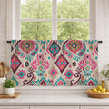 Pink and Teal Ikat Cotton Linen Curtain, Bohemian Geometric Window Panel, Custom Size - Image 3