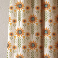Sunflower Cotton Linen Curtain, Scandi Floral Print Window Panel, Custom Size - Image 2