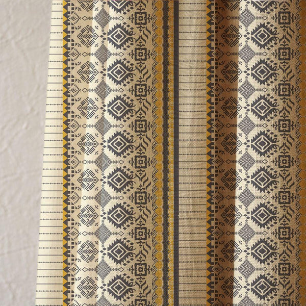 Tribal Geometric Cotton Linen Curtain, Southwestern Aztec Print, Custom Size