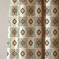 Cotton Linen Ikat Curtain, Bohemian Geometric Print, Custom Size - Image 2