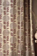 Retro Floral Linen Curtain, Mid Century Modern Geometric Print, Custom Size - Image 1