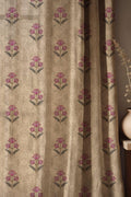 Pink Moghul Flower Linen Curtain, Vintage Indian Print, Custom Size - Image 1