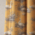 Vintage Swan Linen Curtain, Mustard Yellow Toile Window Panel, Custom Size - Image 2