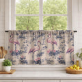 Pink Flamingo Toile Linen Curtain, Blue And White Tropical Window Panel, Custom Size - Image 3