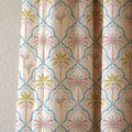 Tropical Palm Tree Linen Curtain, Blue Ogee Trellis Window Panel, Custom Size - Image 2