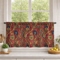 Red Floral Damask Linen Curtain, Arts And Crafts Style Window Panel, Custom Size - Image 3