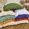 Solid Color Ruffle Pillow Cover, Cotton Linen Modern Minimal Throw Pillow Cases - Image 1