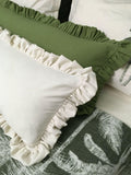 Solid Color Ruffled Linen Lumbar Pillow Cover, Farmhouse Bolster Cushion - Image 4