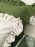 Solid Color Ruffled Linen Lumbar Pillow Cover, Farmhouse Bolster Cushion - Image 3