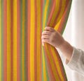 Retro Vertical Stripe Linen Curtain, Colorful Herringbone Design Print Drapes, Geometric Linen Drape - Image 1