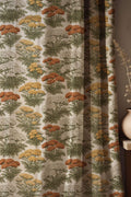 Vintage Wildflower Linen Curtain, Rust And Yellow Herb Design Window Panel, Custom Size - Image 1