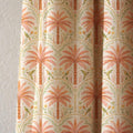 Coral Tropical Palm Linen Curtain, Art Deco Bird Design Window Panel, Custom Size - Image 2