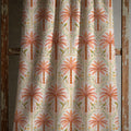 Coral Tropical Palm Linen Curtain, Art Deco Bird Design Window Panel, Custom Size - Image 5