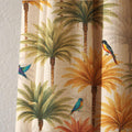 Tropical Palm Tree And Bird Linen Curtain, Exotic Botanical Design Window Panel, Custom Size - Image 3