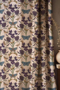 Vintage Violet And Butterfly Linen Curtain, Botanical Entomology Design Window Panel, Custom Size - Image 1
