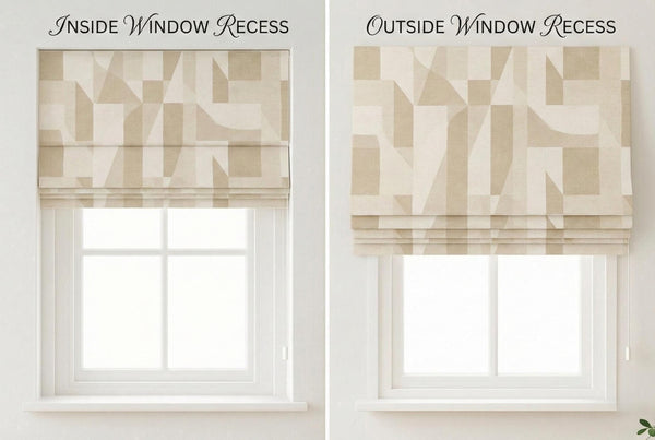 Boho Floral Linen Roman Shade : Vintage Folk Botanical Window Blind, Printed Custom Chain