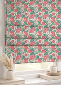 Pink Green Floral Roman Shade : Vintage Garden Botanical Window Blind, Printed Custom Chain - Image 1