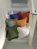 Solid Color Ruffle Pillow Cover, Cotton Linen Modern Minimal Throw Pillow Cases - Image 3