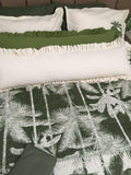 Solid Color Ruffled Linen Lumbar Pillow Cover, Farmhouse Bolster Cushion - Image 1