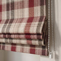 Plaid Roman Shade, Red Beige Tartan Linen Look Blind, Farmhouse Kitchen Curtain - Image 1