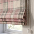 Pink Plaid Roman Shade, Linen Texture Window Blind, Farmhouse Cottage Style Curtain - Image 1