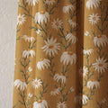 Mustard Yellow Daisy Linen Curtain, White Floral Botanical Print Drapes,  Custom Size - Image 2