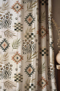Boho Tribal Linen Curtain, Leopard and Leaf Print Drapes,  Custom Size - Image 1