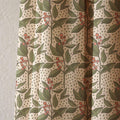 Green Leaf And Red Berry Linen Curtain, Botanical Print Drapes,  Custom Size - Image 2