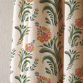 Colorful Folk Art Floral Linen Curtain, Green Stems & Red Blooms Print Drapes,  Custom Size - Image 2