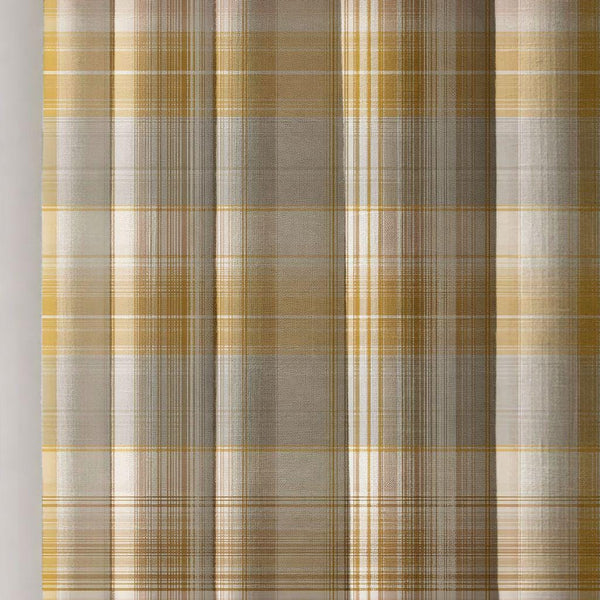 Classic Yellow Plaid Linen Curtain, Rustic Farmhouse Checkered Window Panel
